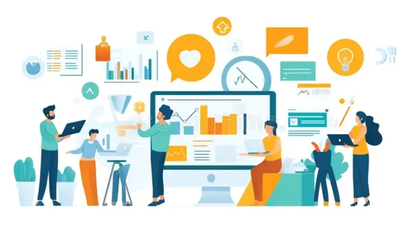 landing-page-design-showcasing-digital-marketing-team-flat-cartoon-style-content-manager-directing-workflow-337028712